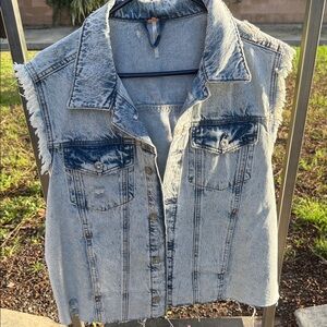 Free People Blue Denim Vest